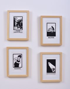Linocut prints framed by John MacLean.