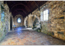 Interior wide view of St Clement's church, Rodel, Isle of Harris.